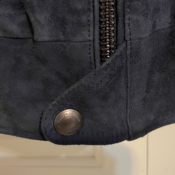 $1200 Polo Ralph Lauren Navy Blue Suede Aviator Bomber Jacket - Medium - Picture 15 of 16